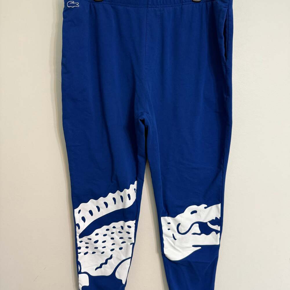 Lacoste Loungewear Mens XXL Blue Jogger Sweatpants‎ Big Croc Logo 3H1246